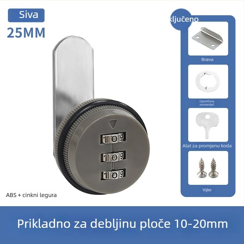 Brava s lozinkom za ladice i ormariće — cinkova legura + plastika; stil laganog luksuza; marka Kingfili