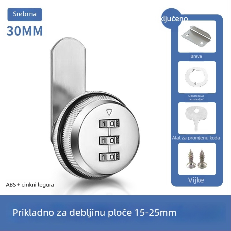 Brava s lozinkom za ladice i ormariće — cinkova legura + plastika; stil laganog luksuza; marka Kingfili