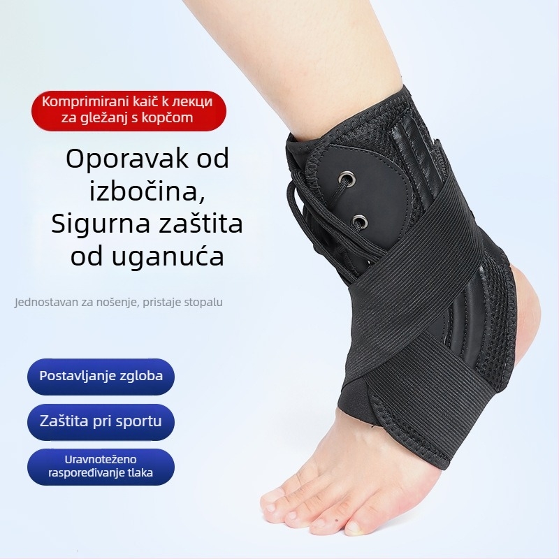 Zaštita gležnja s Velcro trakom, elastična kompresija, tijelo od spužve, četverostruka potpora pete
