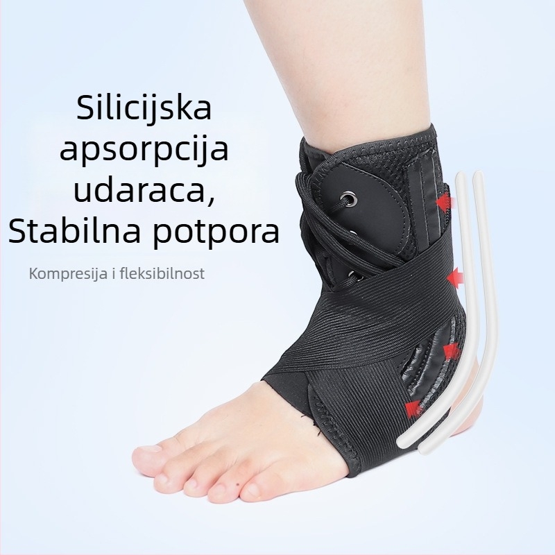 Zaštita gležnja s Velcro trakom, elastična kompresija, tijelo od spužve, četverostruka potpora pete