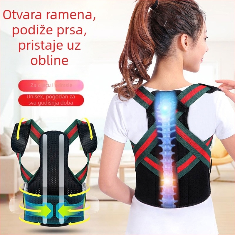 Prozračni pojas za korekciju držanja s podrškom, za muškarce, žene, djecu, tinejdžere i odrasle — sprječava kifozu.
