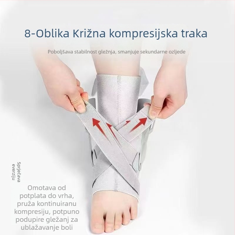 Prozračna gležnja ortoza s potporom ploče i podesivim remenom, kompresijska podrška za uganuće, nosiva uz cipele