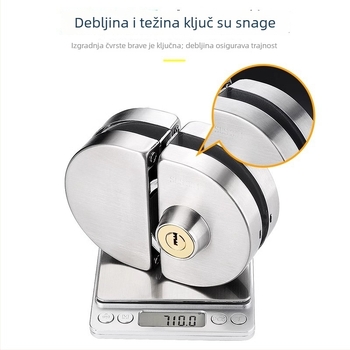 Katanac za staklena vrata od 304 nerđajućeg čelika, model XQZ-BLMS-010, bezokvirne klizne vrata, podni zaključavanje, za ured/trgovina, ugradnja bez bušenja