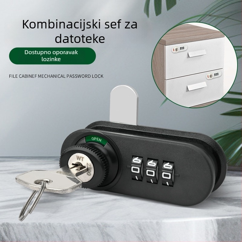 WT 3-cifreni mehanički sigurnosni zatik za ormariće i ladice — Model 9548, Materijal: Plastika, Moderan minimalistički stil