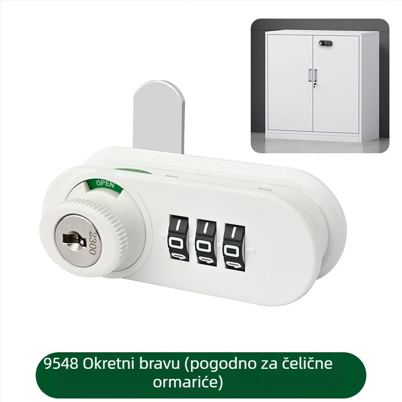 WT 3-cifreni mehanički sigurnosni zatik za ormariće i ladice — Model 9548, Materijal: Plastika, Moderan minimalistički stil
