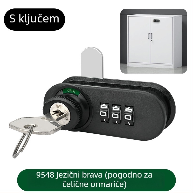WT 3-cifreni mehanički sigurnosni zatik za ormariće i ladice — Model 9548, Materijal: Plastika, Moderan minimalistički stil