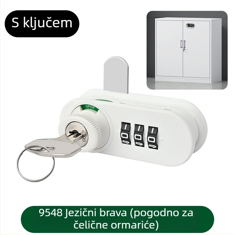 WT 3-cifreni mehanički sigurnosni zatik za ormariće i ladice — Model 9548, Materijal: Plastika, Moderan minimalistički stil