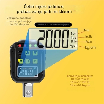 Yarik digitalni klju07 za moment s digitalnim zaslonom, od krom-vanadijevog 0delika, visoka preciznost, 
