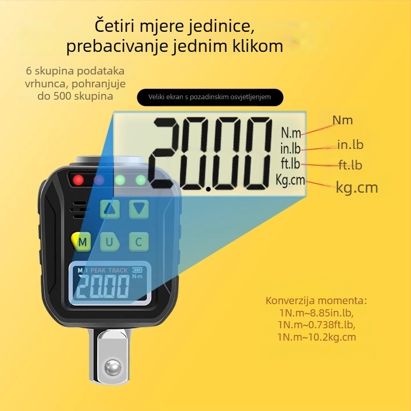 Yarik digitalni klju07 za moment s digitalnim zaslonom, od krom-vanadijevog 0delika, visoka preciznost, 