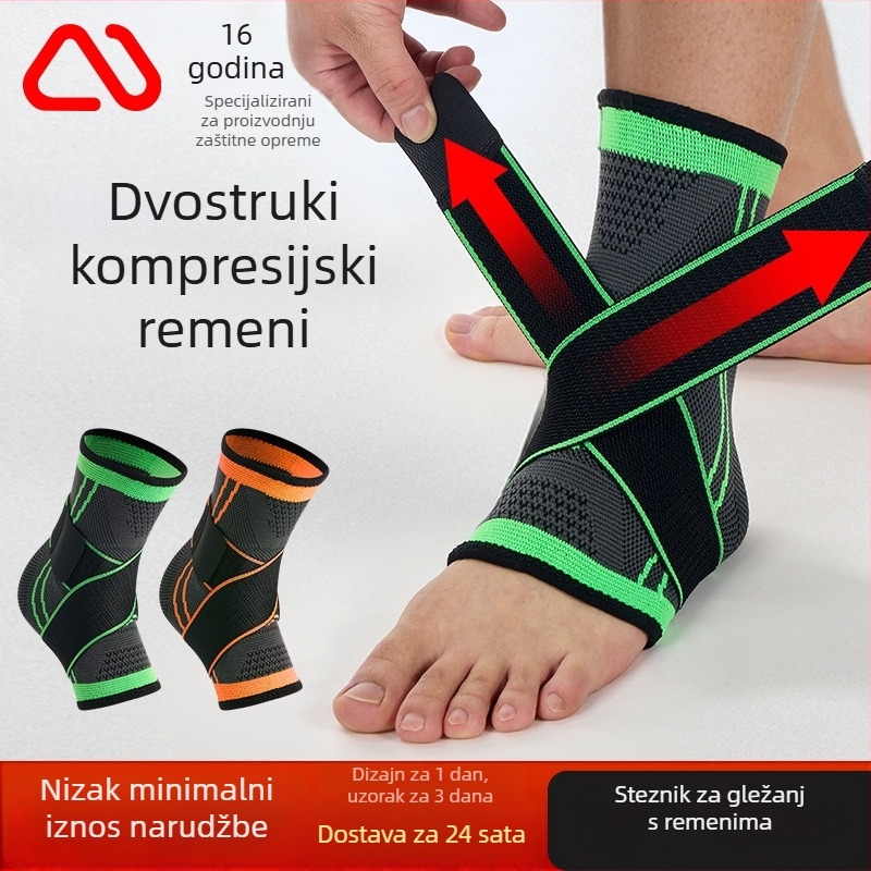 Prozračna pletena gležnjačka potpora s podesivim remenom, sportska zaštita gležnja za košarku i fitness