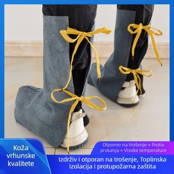 Zaštita za stopalo za zavarivanje od goveđe kože sa vezicama — otporna na abraziju, toplinska izolacija, koljeni štitnici