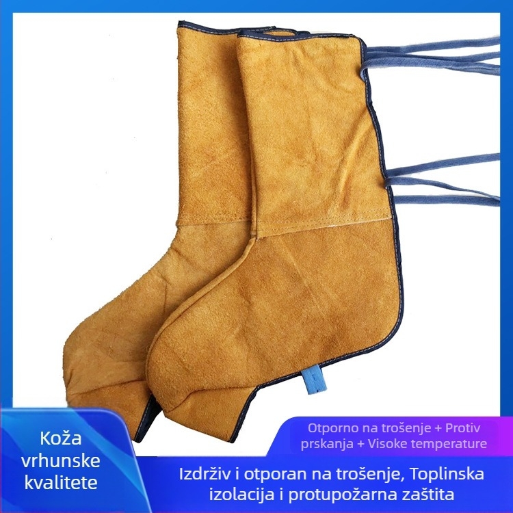 Zaštita za stopalo za zavarivanje od goveđe kože sa vezicama — otporna na abraziju, toplinska izolacija, koljeni štitnici