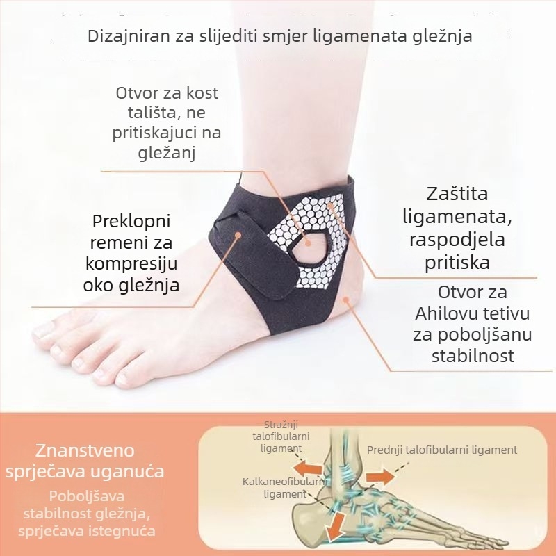 Podrška za gležanj s kompresijom za ozdravljenje od ozljede, lagana i tanka, za trčanje i košarku, dinamična podrška (HH01; materijal: poliestersko vlakno; zona zaštite: gležanj; tip: podrška; funkcija: dinamična podrška)