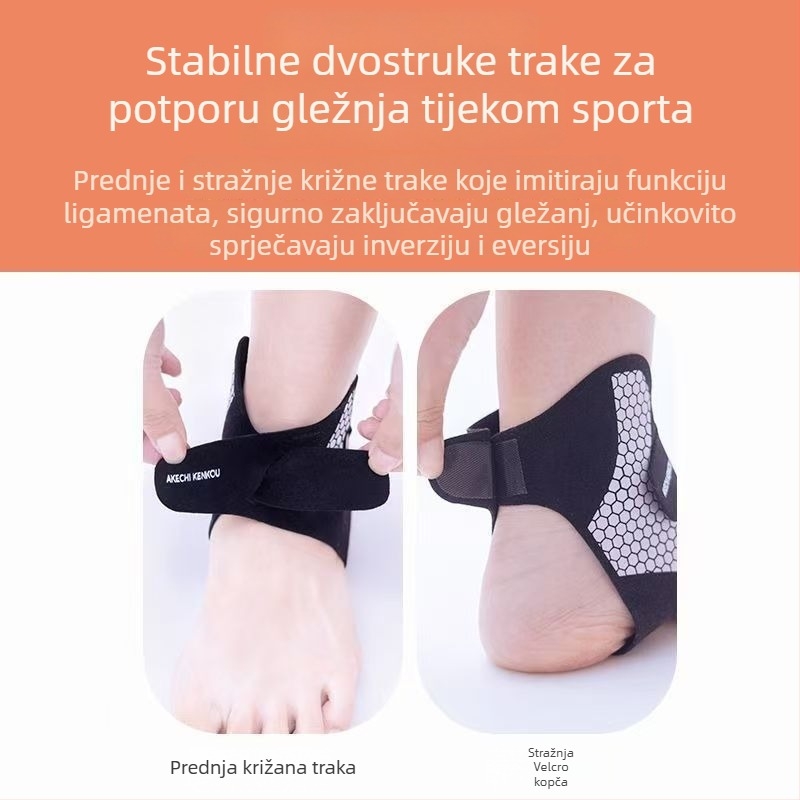 Podrška za gležanj s kompresijom za ozdravljenje od ozljede, lagana i tanka, za trčanje i košarku, dinamična podrška (HH01; materijal: poliestersko vlakno; zona zaštite: gležanj; tip: podrška; funkcija: dinamična podrška)