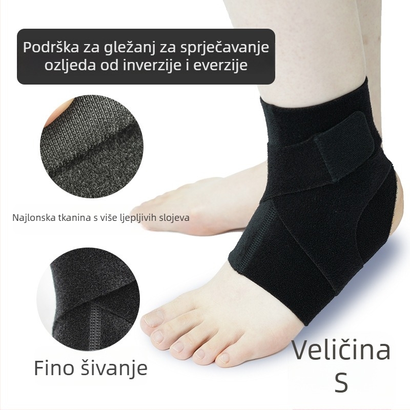 Gležanjska potpora s dvostrukom kompresijom, prilagodljiva zaštita od iščašenja, konstrukcija od najlona-spandeksa-velcro, pogodna za košarku, nogomet, badminton i fitness
