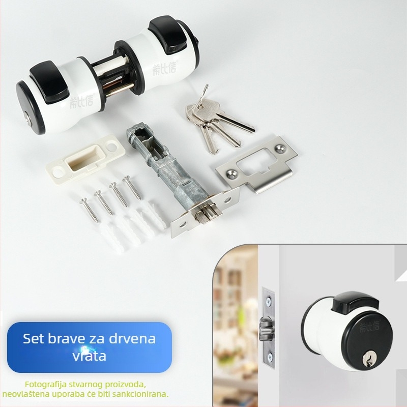 Himixin kuglasta brava za vrata - Model 1101, aluminij, pogodna za staklena, nerđajuća čelika i drvena vrata, moderni minimalistički stil