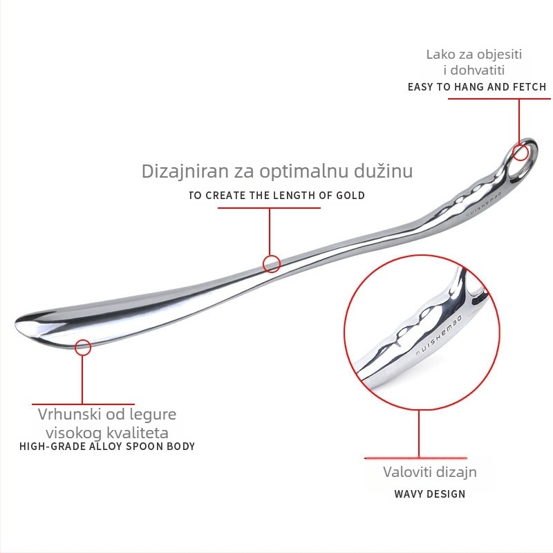 DEWAHSING aluminum alloy straight-handle shoe horn with extended long handle