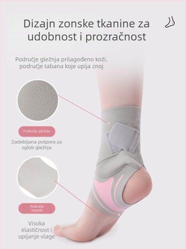 Sportska potpora gležnja s elastičnom kompresijom, poliesterska konstrukcija, za odrasle, pogodna za planinarenje