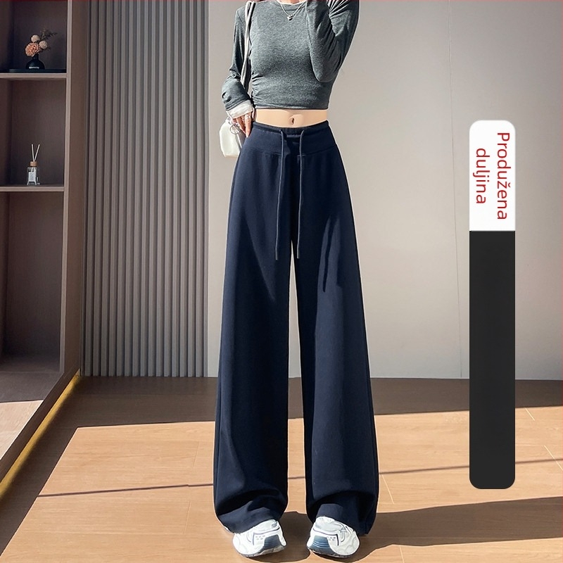 Ženske hlače s ravnim krojem od pletenog materijala, visok struk, drapirani kroj, trodimenzionalni kroj, elegantan poslovni stil, jesen 2025