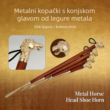 Metalni obuvni štapić od cinkove legure s produženom glavom konja, model XB-2581, kako je prikazano, pogodan za sve sezone
