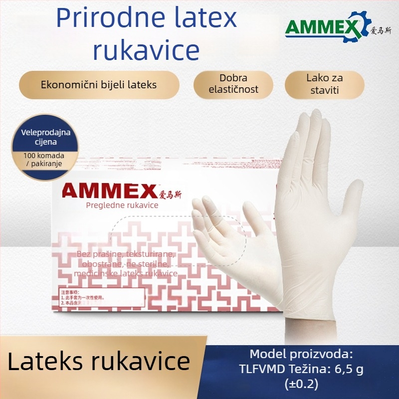 Ammex jednokratne rukavice, 10 kutija u kartonu, za industrijsku proizvodnju, laboratorije, čišćenje i osobnu zaštitu.
