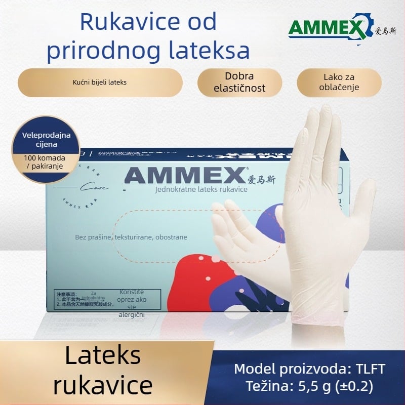Ammex jednokratne rukavice, 10 kutija u kartonu, za industrijsku proizvodnju, laboratorije, čišćenje i osobnu zaštitu.