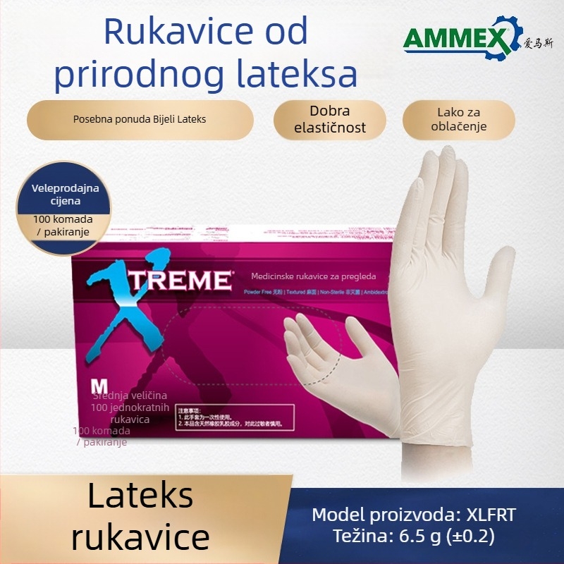 Ammex jednokratne rukavice, 10 kutija u kartonu, za industrijsku proizvodnju, laboratorije, čišćenje i osobnu zaštitu.