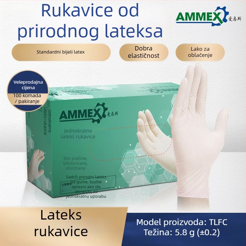 Ammex jednokratne rukavice, 10 kutija u kartonu, za industrijsku proizvodnju, laboratorije, čišćenje i osobnu zaštitu.