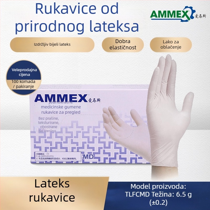 Ammex jednokratne rukavice, 10 kutija u kartonu, za industrijsku proizvodnju, laboratorije, čišćenje i osobnu zaštitu.