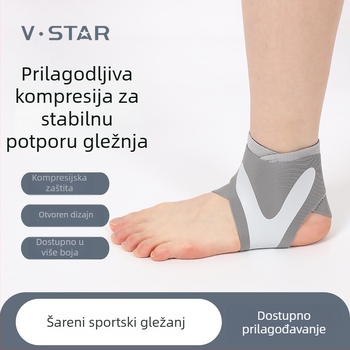 Sportska zaštita gležnja s tankom trakom; pogodna za tenis i trčanje; materijal: poliester vlakno; kategorija: zaštita gležnja