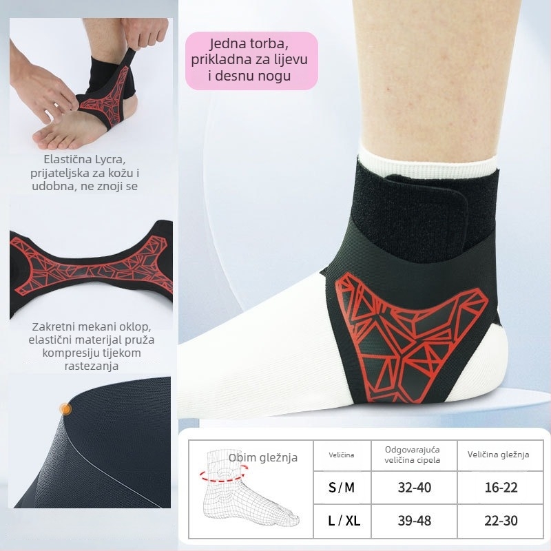 Sportska zaštita gležnja - stabilizacija gležnja i zaštita ligamenata - Nylon + Spandex; pogodno za košarku, nogomet, odbojku, trčanje, vožnju biciklom, planinarenje