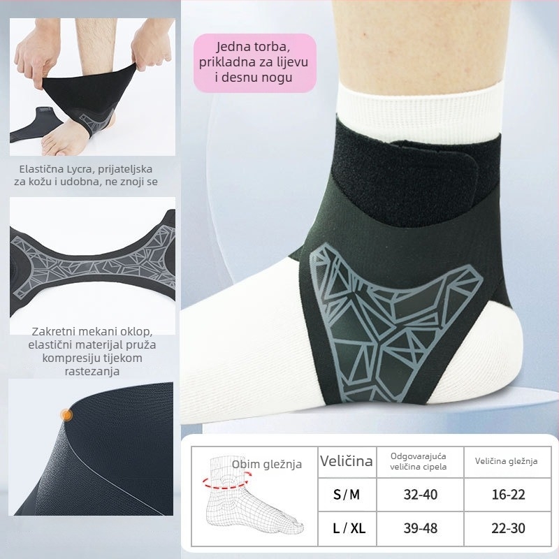 Sportska zaštita gležnja - stabilizacija gležnja i zaštita ligamenata - Nylon + Spandex; pogodno za košarku, nogomet, odbojku, trčanje, vožnju biciklom, planinarenje