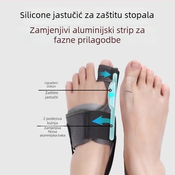 Hallux valgus ortoza s odjeljivačem prsta i aluminijskom trakom podrškom | Model 24-M-002 | Prozračan materijal + Velcro