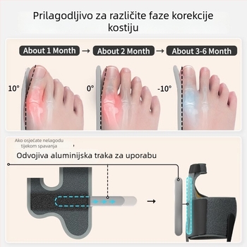 Hallux valgus ortoza s odjeljivačem prsta i aluminijskom trakom podrškom | Model 24-M-002 | Prozračan materijal + Velcro