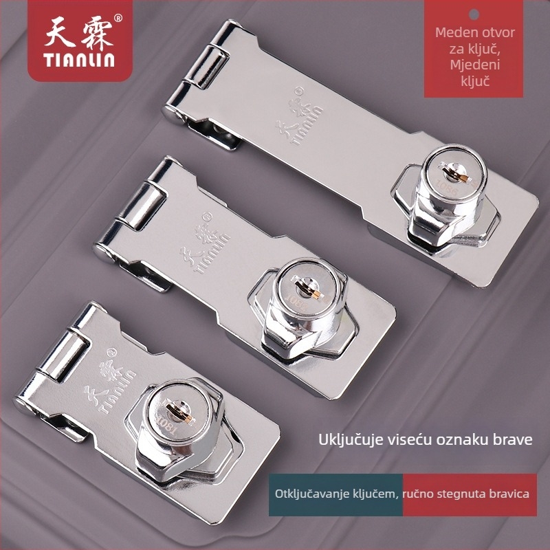 Namještajno zaključavanje bez bušenja — za ormariće, ladice, vrata i garderobu; metalno, galvanizirana završna obrada, moderni minimalistički stil