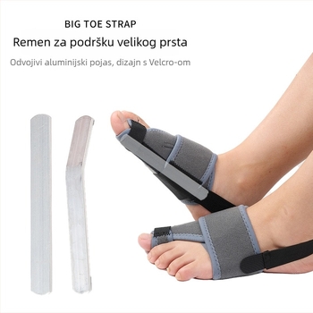 Orteza za korekciju hallux valgus s podesivim remenom, aluminijskom pločom i razdjelnikom prstiju