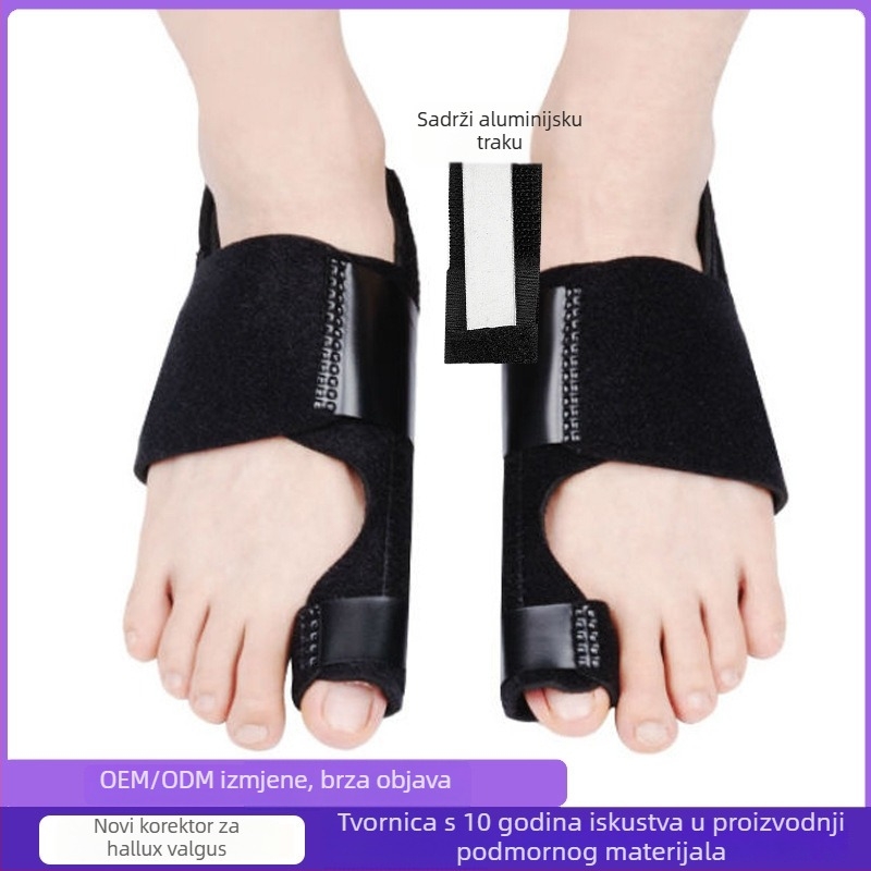 Korektor hallux valgus s odjeljivačem prstiju i fiksacijskom remenom za palac, model Hallux Valgus 01, serija Hallux Valgus, materijali: OK tkanina, neopren, lycra, aluminijska legura pločica