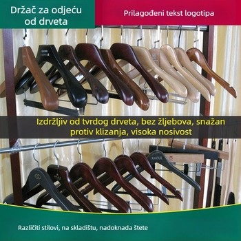 Drveni vješak – drveni vješak za odjeću, hlače i kravate, moderan jednostavan stil, mogućnost prilagodbe