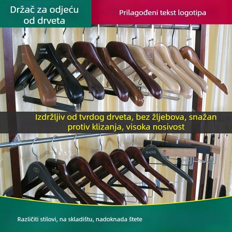 Drveni vješak – drveni vješak za odjeću, hlače i kravate, moderan jednostavan stil, mogućnost prilagodbe