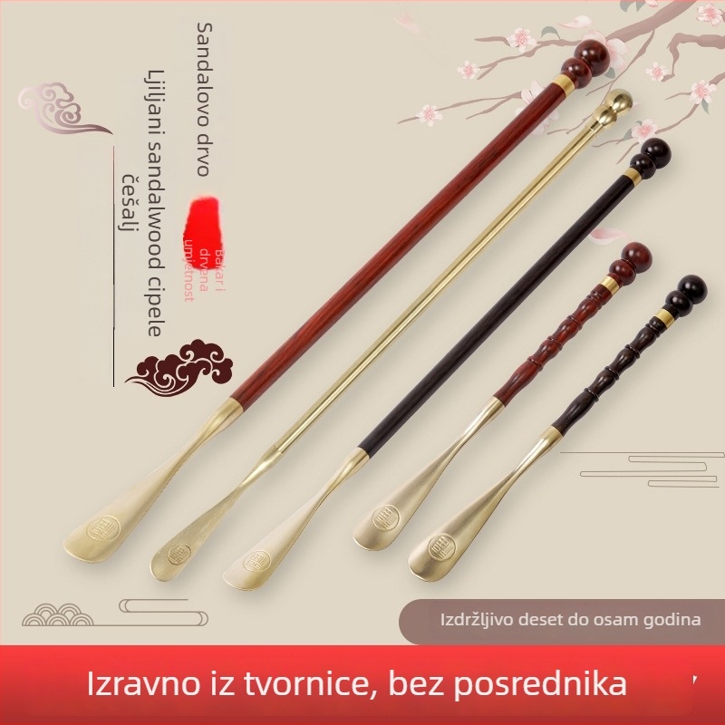 Drveni štih za cipele s dugom držalom, model Shoehorn, marka Shuofeng craftsmanship, šifra proizvoda 001