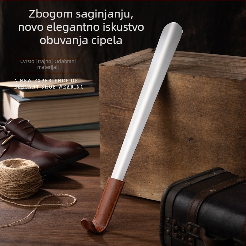 Šoer za cipele od nehrđajućeg čelika sa kožnim premazom i dugom ručkom, model XB-2354, Ming's virtue