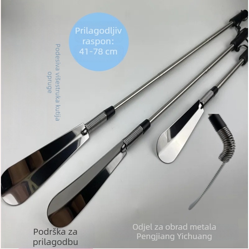 Nehrđajući čelik Izvlačni shoehorn s plastičnom drškom – s oprugom, za trudnice i starije osobe