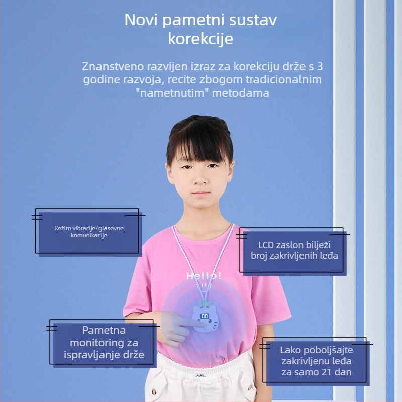 Mclino MS-C9 uređaj za korekciju drže tijela za djecu, s vibracijskim i glasovnim podsjetnicima, LCD brojilo, materijal ABS+silikon, CE ROHS certifikat