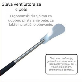 Nerđajući čelični teleskopski shoehorn s pohranom, trodijelni izvučni dizajn, prilagodljiva duljina