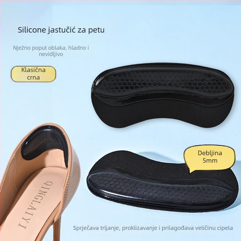 Silikonska protuklizna jastučić za petu, model Anti-scratch heel, pogodna za tenisice, kožne cipele, sandale, casual i radnu obuću, polovični ulošak za svakodnevnu upotrebu