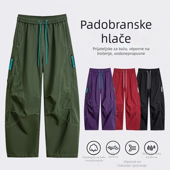 Casual muške outdoor hlače – vodootporne i otporne na vjetar, srednji struk, ravni kroj, zatvaranje šnira, mješavina poliestera