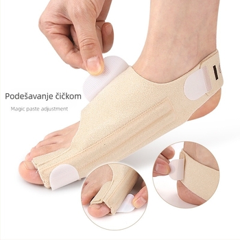Remen za fiksiranje prsta za hallux valgus; razdjeljiva prsta za preklapajuće prste; mekani ortopedski pojas za dnevnu i noćnu upotrebu; materijal: OK tkanina
