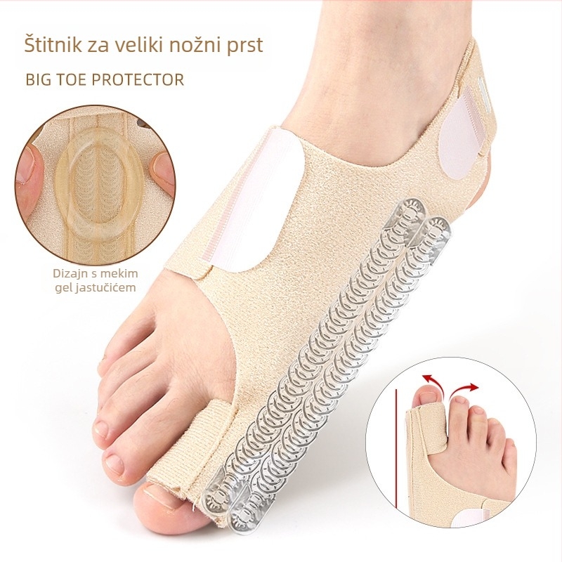 Remen za fiksiranje prsta za hallux valgus; razdjeljiva prsta za preklapajuće prste; mekani ortopedski pojas za dnevnu i noćnu upotrebu; materijal: OK tkanina