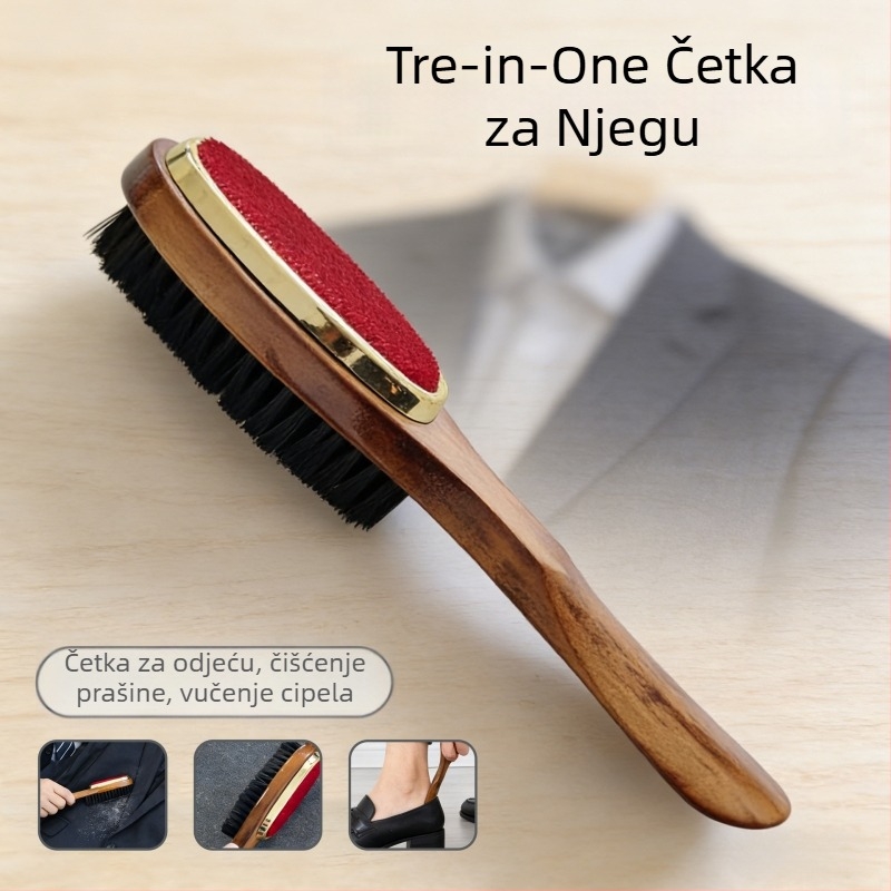 Trofunkcijska četka za odjeću, model Shoe Horn, stil ravna drška, Lineneng