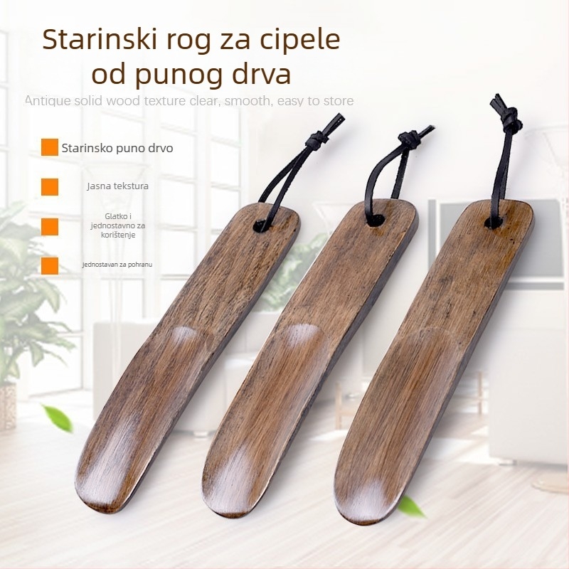 Drvena cipovna špatula s ravnom drškom – za kućnu upotrebu i putovanja, veličina 20 cm x 4 cm